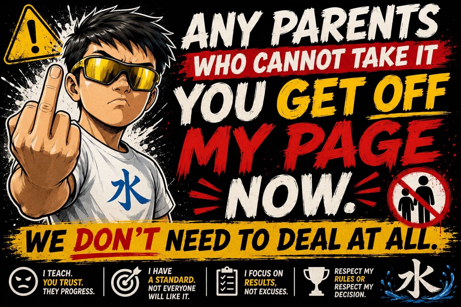 Teacher Leck poster: any parents who cannot take it, get off my page now, we do not need to deal at all.